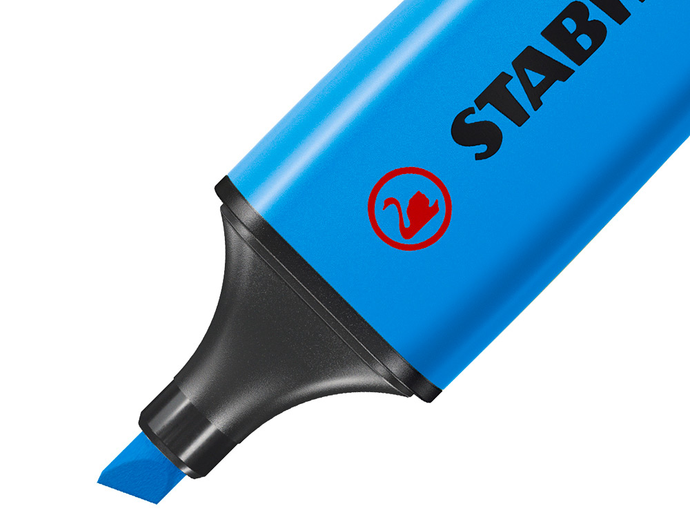 SURLIGNEUR STABILO BOSS TRACÉ 2/5MM POINTE BISEAUTÉE ENCRE UNIVERSELLE BASE EAU RÉSISTANTE LUMIÈRE COLORIS BLEU