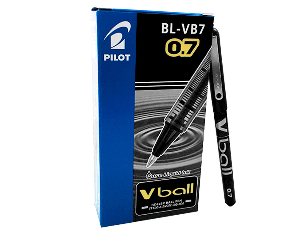 ROLLER PILOT VBALL 7 ÉCRITURE MOYENNE 0.5MM ENCRE LIQUIDE NIVEAU VISIBLE RÉGULATEUR DÉBIT CLIP MÉTAL COLORIS NOIR