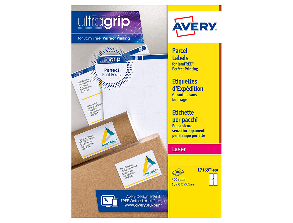 ÉTIQUETTE ADHÉSIVE AVERY LASER OPAQUE TRÈS BLANCHE 99.1X139MM BOÎTE 400 UNITÉS