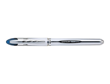 ROLLER UNIBALL UB-200 VISION LITE CRITURE MOYENNE 0.5MM CORPS LUXE GRIS ENCRE LIQUIDE VISIBLE RECHARGEABLE BLEU/NOIR