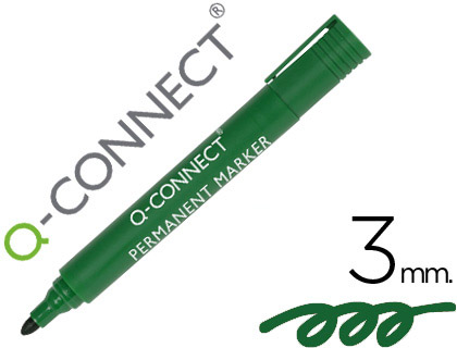 MARQUEUR Q-CONNECT PERMANENT POINTE OGIVE TRAC 3MM RSISTANTE CORPS PLASTIQUE COLORIS VERT
