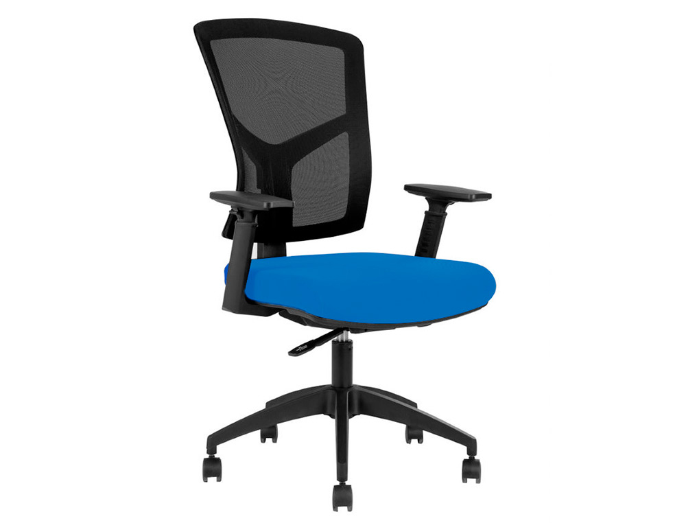 SIEGE DE BUREAU MT INTERNATIONAL MT407 DOSSIER   EN RESILLE NOIR REGLABLE MECANISME SYNCHRONE COLORIS BLEU