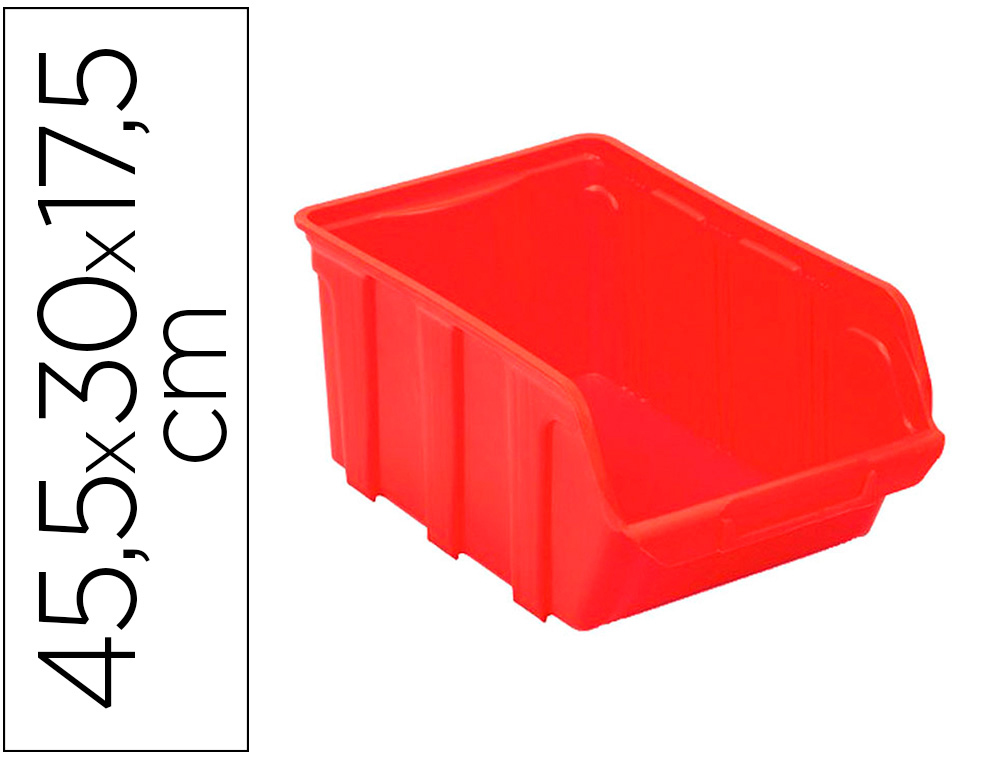 BAC A BEC VISO POLYPROPYLENE EMPILABLE RESISTANT GRANDE    OUVERTURE PORTE-ETIQUETTE     45,5X30X17,5CM 28L ROUGE