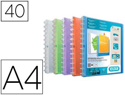 PROTGE-DOCUMENTS ELBA VARIO ZIP POLYVISION PP 5/10E A4 CAPACIT 40 POCHETTES 80 VUES LIVR AVEC 20 POCHETTES INCOLORES