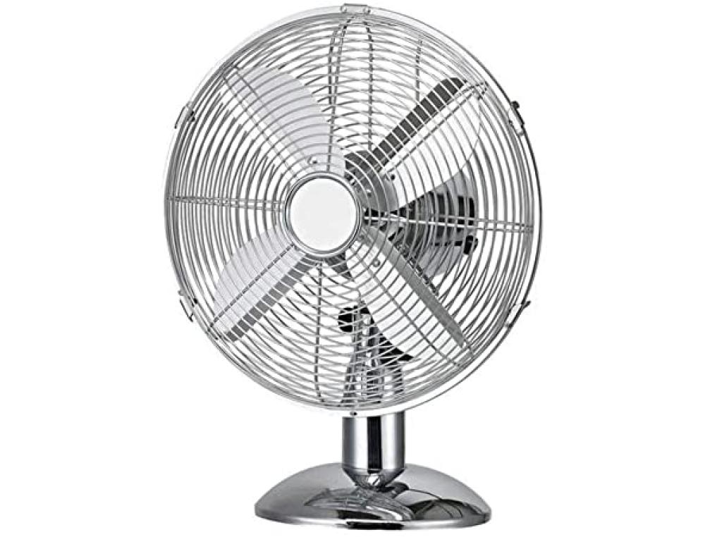 VENTILATEUR DAEWOO DC30 DE TABLE OCCILATION A 80         PUISSANCE 35W CORBEILLE       DIAMETRE 30CM COLORIS CHROME