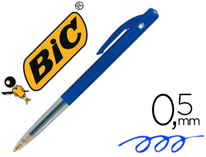 STYLO-BILLE BIC M10 CRITURE MOYENNE 0.5MM ENCRE CLASSIQUE RTRACTABLE BOUTON POUSSOIR LATRAL COLORIS BLEU