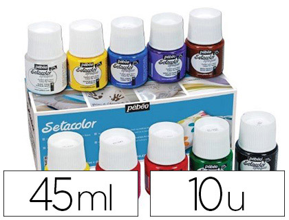 PEINTURE TEXTILE PBO STACOLOR OPAQUE TRS COUVRANTE COULEURS ASSORTIES BOTE 10 POTS 45ML