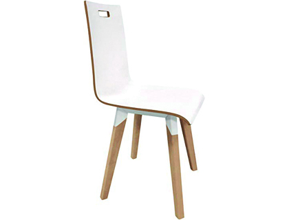 CHAISE EOL EVASION 4 PIEDS AVEC POIGNE DE PRHENSION ASSISE ET DOSSIER HTRE BLANC