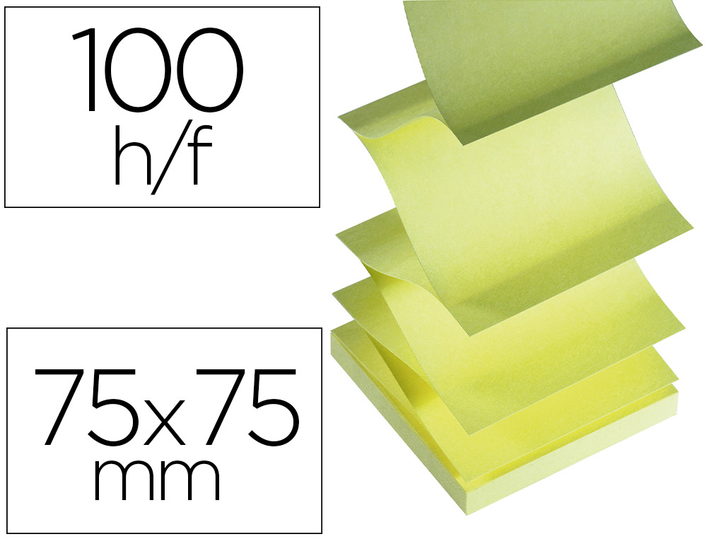 BLOC-NOTES APLI ADHSIF ZIG-ZAG 75X75MM 100F REPOSITIONNABLES COLORIS JAUNE