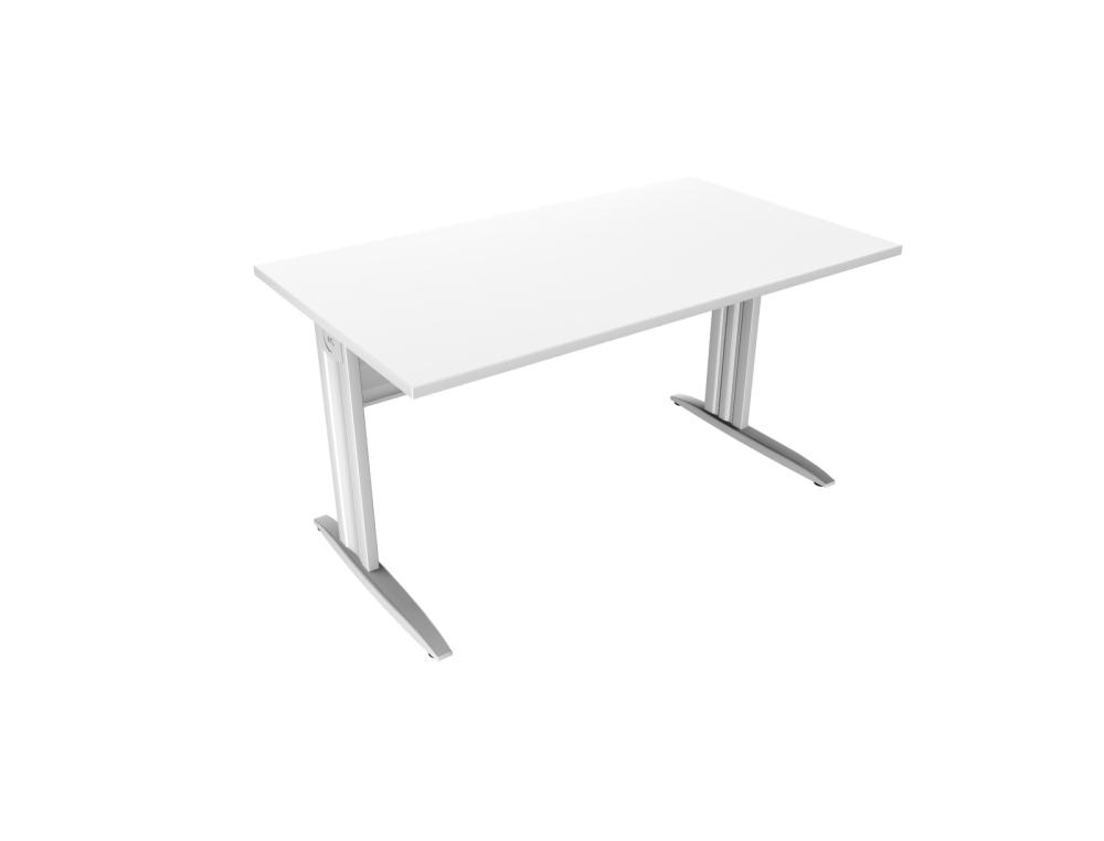 BRE. BUR.120 PIED L BL/BL VDF BUREAU AVEC CARTER IDOL BLANC NEIGE - L 120 CM