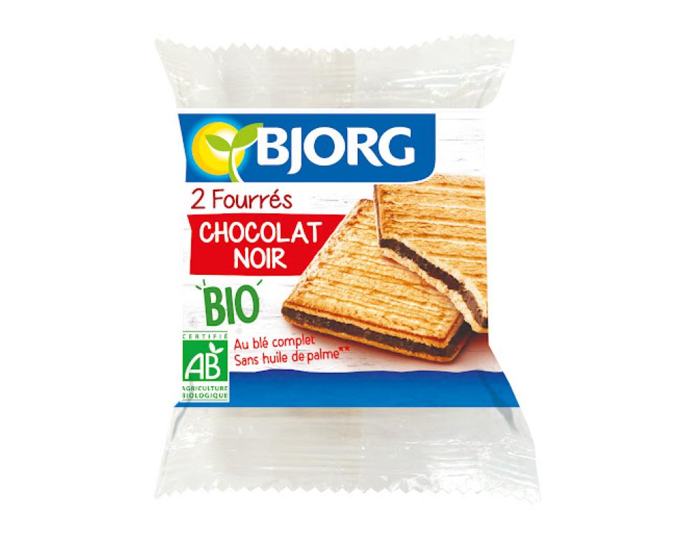 BISCUITS BJORG CHOCOLAT 50G BISCUITS SUCRES - BJORG - FOURRE CHOCOLAT NOIR - SACHET DE 2