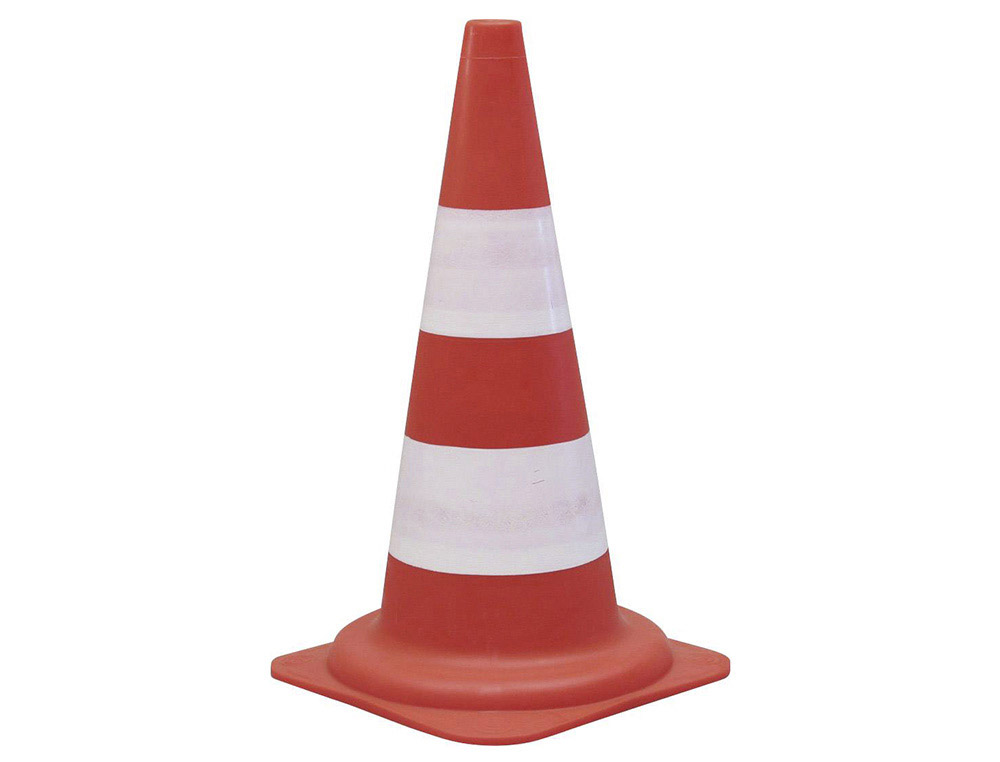 CONE SIGNALISATION VISO POLYPROPYLENE REFLECHISSANT ENTREPOTS USINES PARKINGS HAUTEUR 49CM COLORIS ORANGE/BLANC
